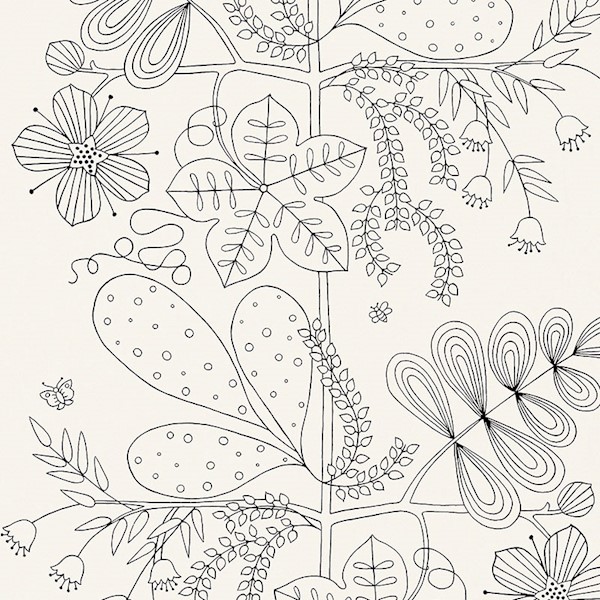 Blommen - Noir / Blanc Wallpapers | Schumacher